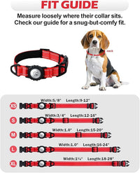 TagME Airtag Dog Collar,Waterproof Reflective Pet Collar with Airtag Holder,Soft Padded and Double D-Rings for Medium Dogs,Red