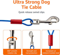 Amazon Basics Rust-Free Steel Wire Tie-Out Cable for Large Dogs up - Blue / 25 Feet (Pack of 1) - image 2