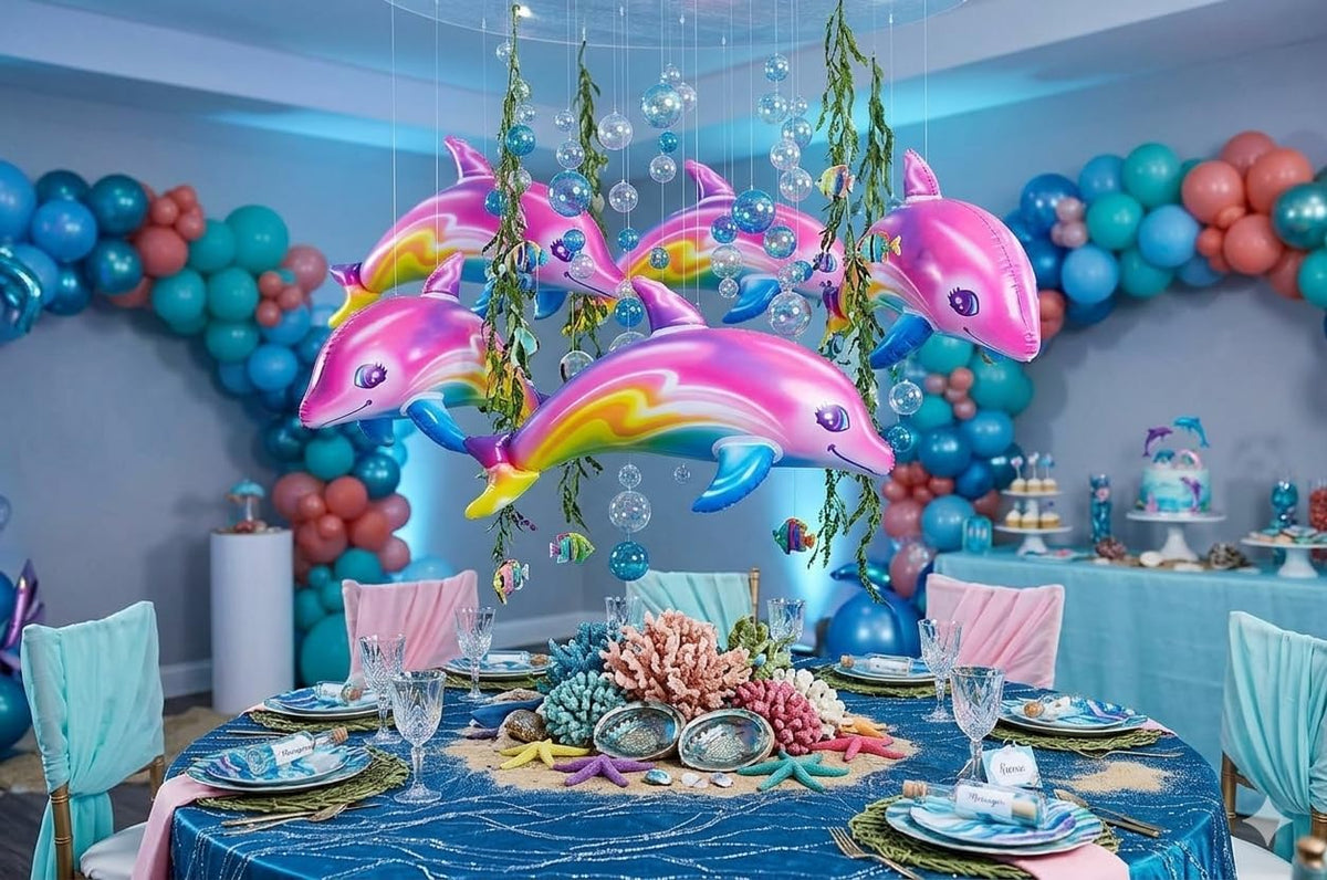 Zugar Land 2-Pack 36-Inch Pink Rainbow Dolphin Inflatable Beach Pool - image 4