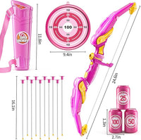 TEMI Bow and Arrow Set for Kids - Archery Toy Set - LED Light Up with Suction Cup Arrows, Target & Quiver, Indoor and Outdoor Toys for Children Boys Girls