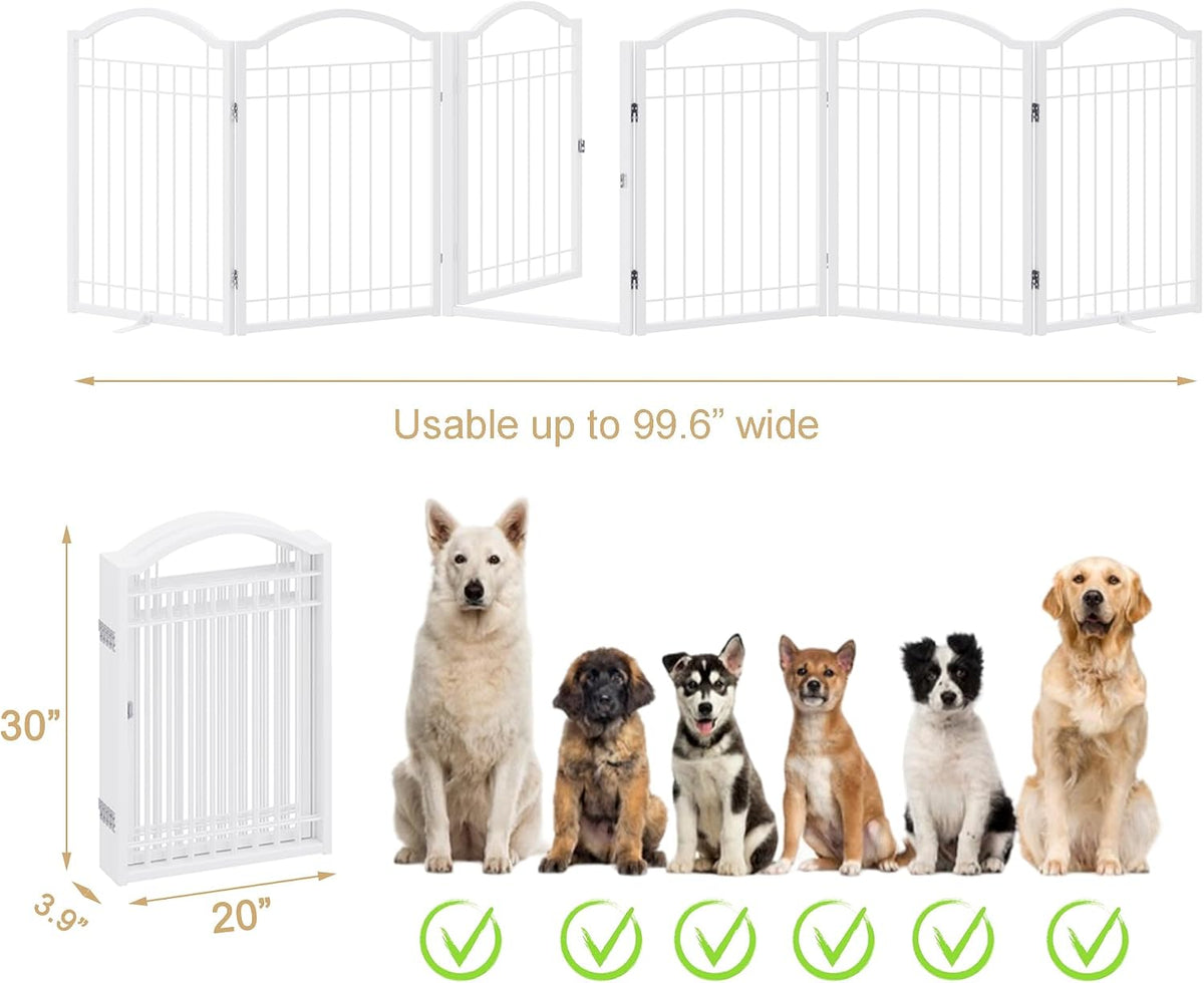 BHG Metal No-Assembly Freestanding Dog Gate with Door Walk Through - White / 6 Panels-S - image 3