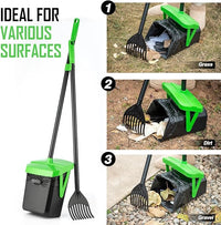 Pooper Scooper Swivel Bin & Rake with 100 Waste Bags, Dog Pooper Scooper with Bag Attachment for Large Medium Small Dogs, Poop Scooper with Lid for Lawn Yard Dog Kennel