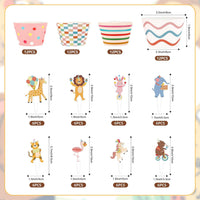 Hooqict carnival circus cupcake toppers and wrappers set, 48 pieces - view 38