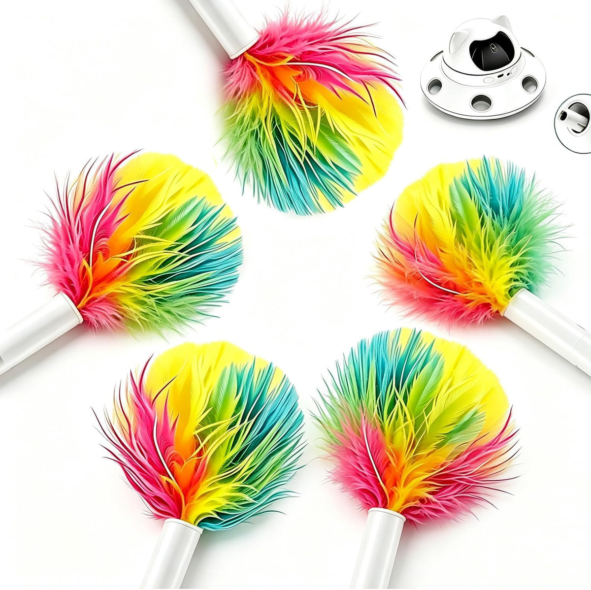 Telescopic Feather Decor Parts - Yellow, Pink, Blue
