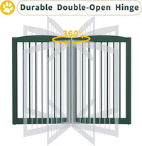 Freestanding Pet Gate for Dogs, Indoor Wooden Dog Gate for House, Foldable Dog Gate for Doorway, Stair, Step Over Pet Puppy Safety Fence Tall, 80 Inch Wide, 4 Panels 32", Green