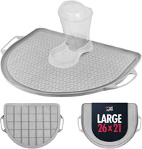 Tuff Pupper 36x24 XXL Dog Feeding Mat for Food and Water - Gray / Semi Circle Large - 26" x 21"