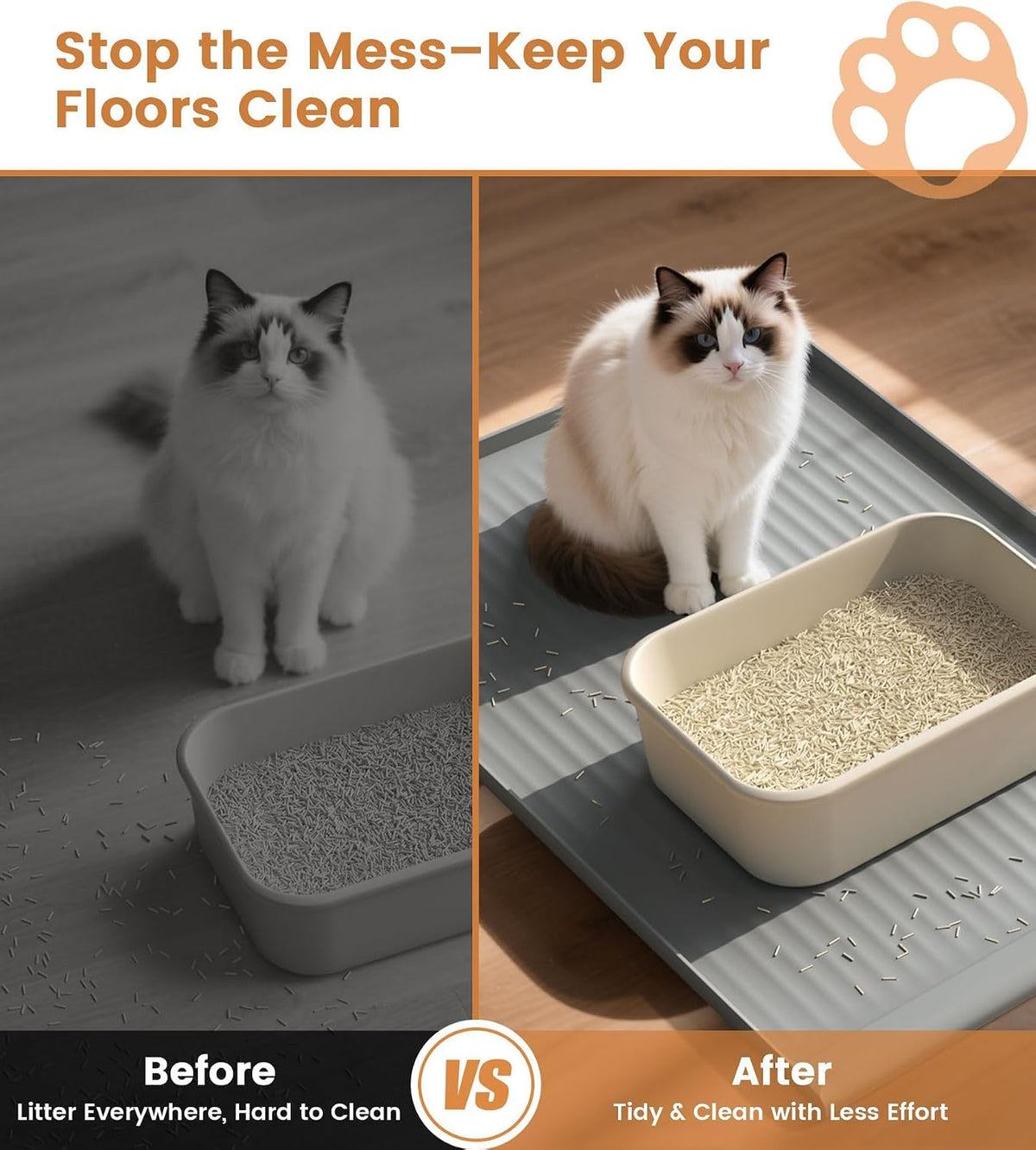 Cat Litter Mat 36"x24", Waterproof Litter Trapping Mat, Grey – Daily Care for Cats - image 4