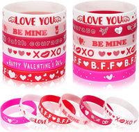 JUNEBRUSHS 24pcs Halloween Silicone Bracelets - Valentine Style