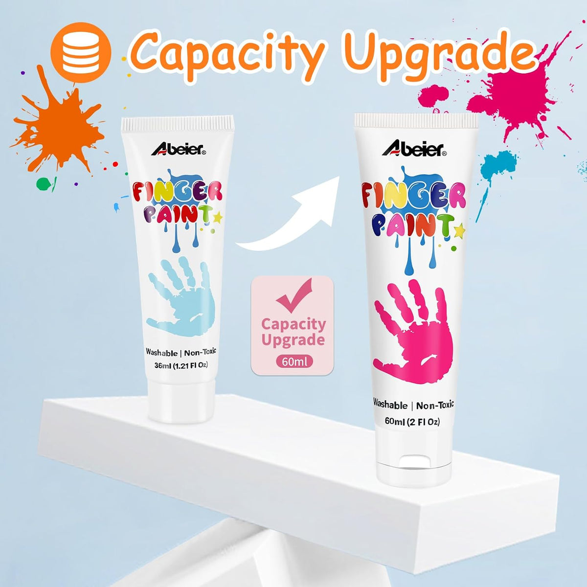 ABEIER Washable Finger Paint for Toddlers 1-3 - 2 Fl Oz (Pack of 12) - image 4