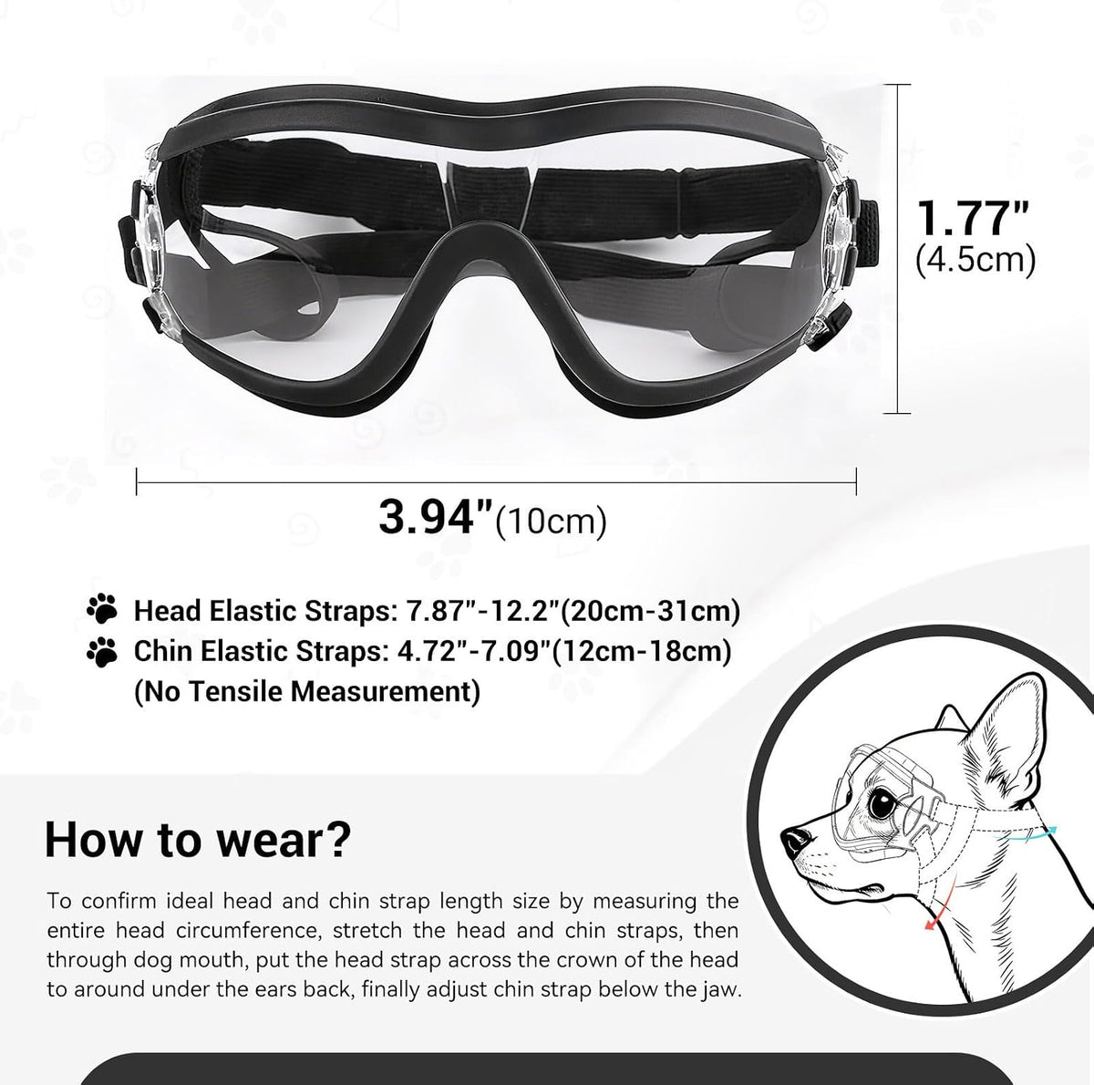Medium Clear Dog Goggles Eye Protection - Cool Clear / Small - image 3