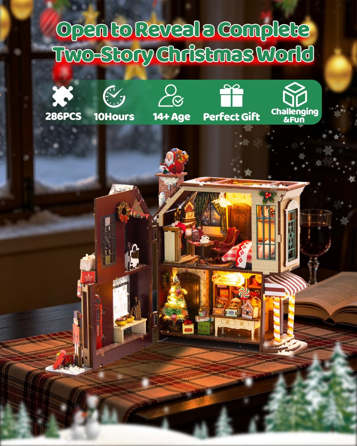 OZJAY Warm Christmas Lodge miniature house kit for adults with LED lights - view 26
