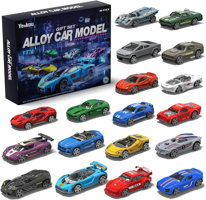 Yewkou 12-pack 1:64 scale die-cast metal toy cars in assorted colors