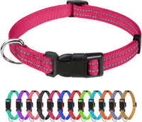Small Dog Collar, Reflective Puppy Collar, 3/8" Width - Hot Pink / XS: 3/8"x(8-12")