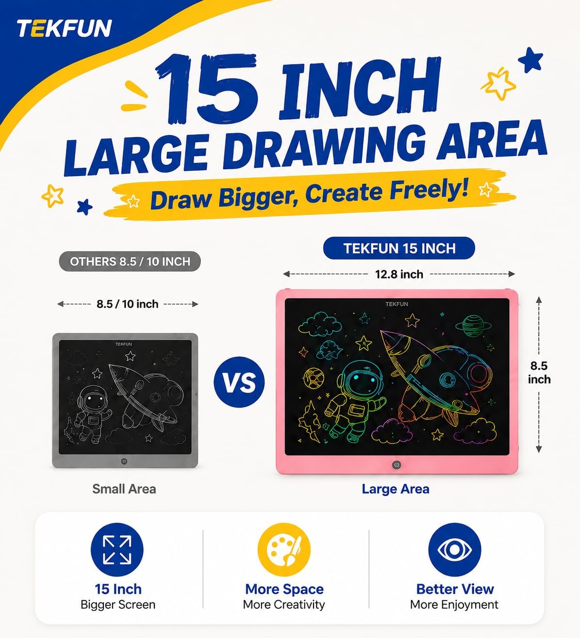 TEKFUN 15" LCD Writing Tablet for Kids - Pink / 15 Inch - image 3