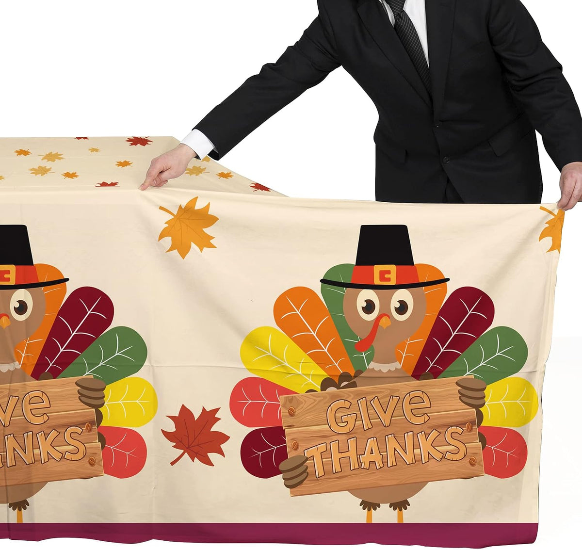 Fall Thanksgiving decorations, Disposable Tablecloth - Thanksgiving Turkey - image 3