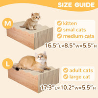 Cat Scratch Pad, 3 Packs Corrugated Cardboards Cat Scratcher Pads for Indoor Cats, Durable - wood(M) - image 2