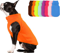 Orange dog fleece vest with built-in leash ring, size medium