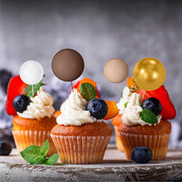 NACHLYNN 80 Pcs Cake Balls Decorations Mini Balloon Cake Topper Balls - Brown Gold Series - image 4