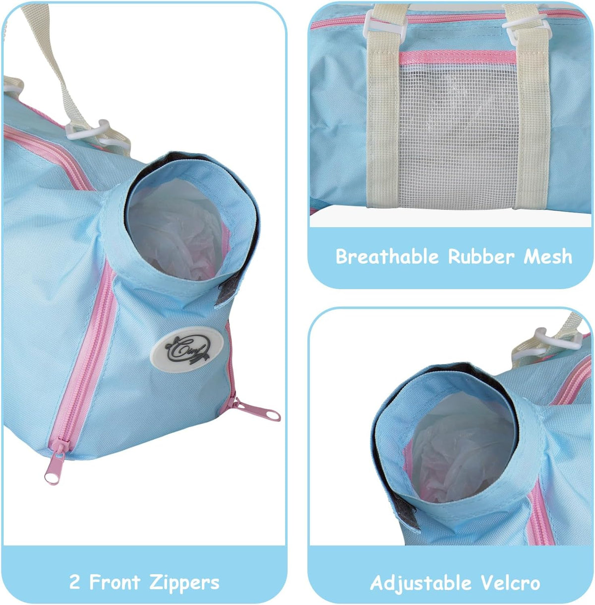 Cinf Cat Restraint Grooming Bag - M Size–Fits most adult cats (8–12 lbs) / Sky Blue Blush - image 2
