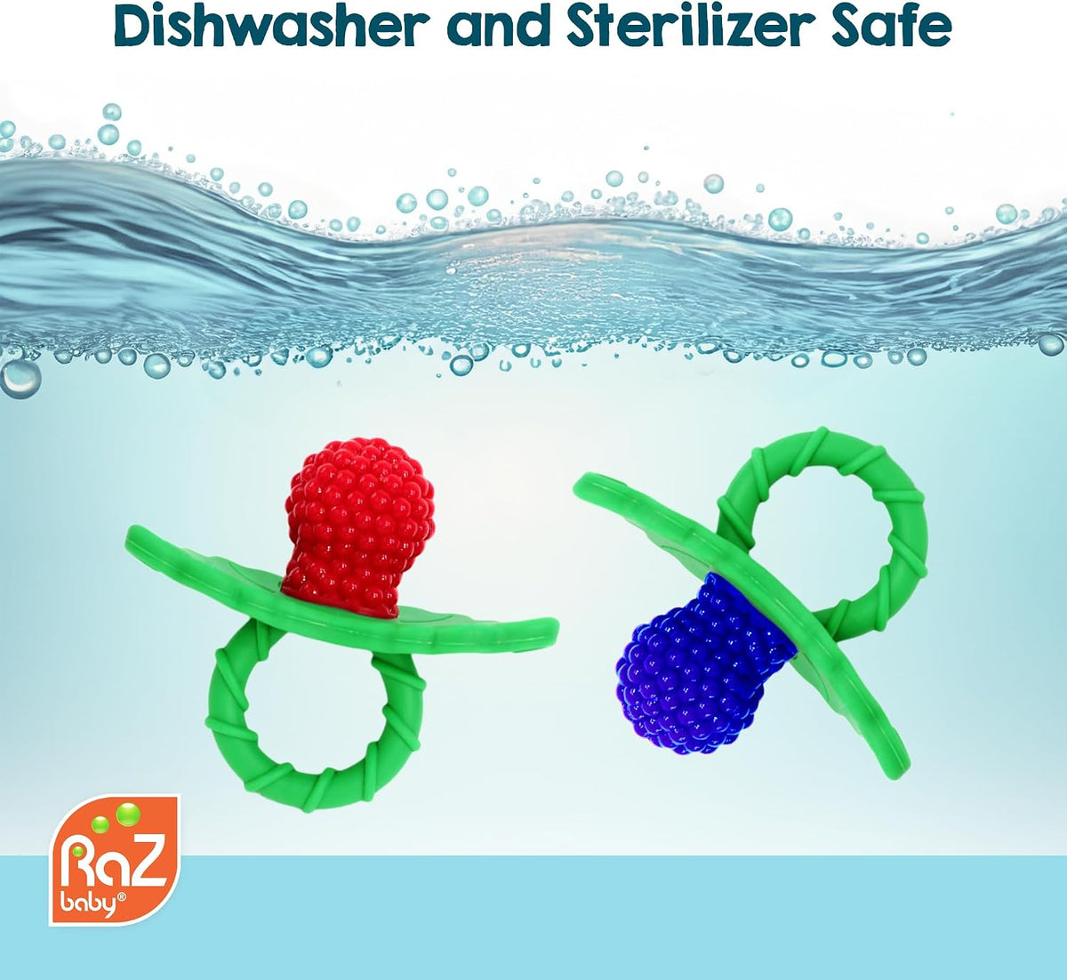 RaZbaby RaZberry Silicone Baby Teether Toy - Dark Blue & Light Blue / 2 Count (Pack of 1) - image 2