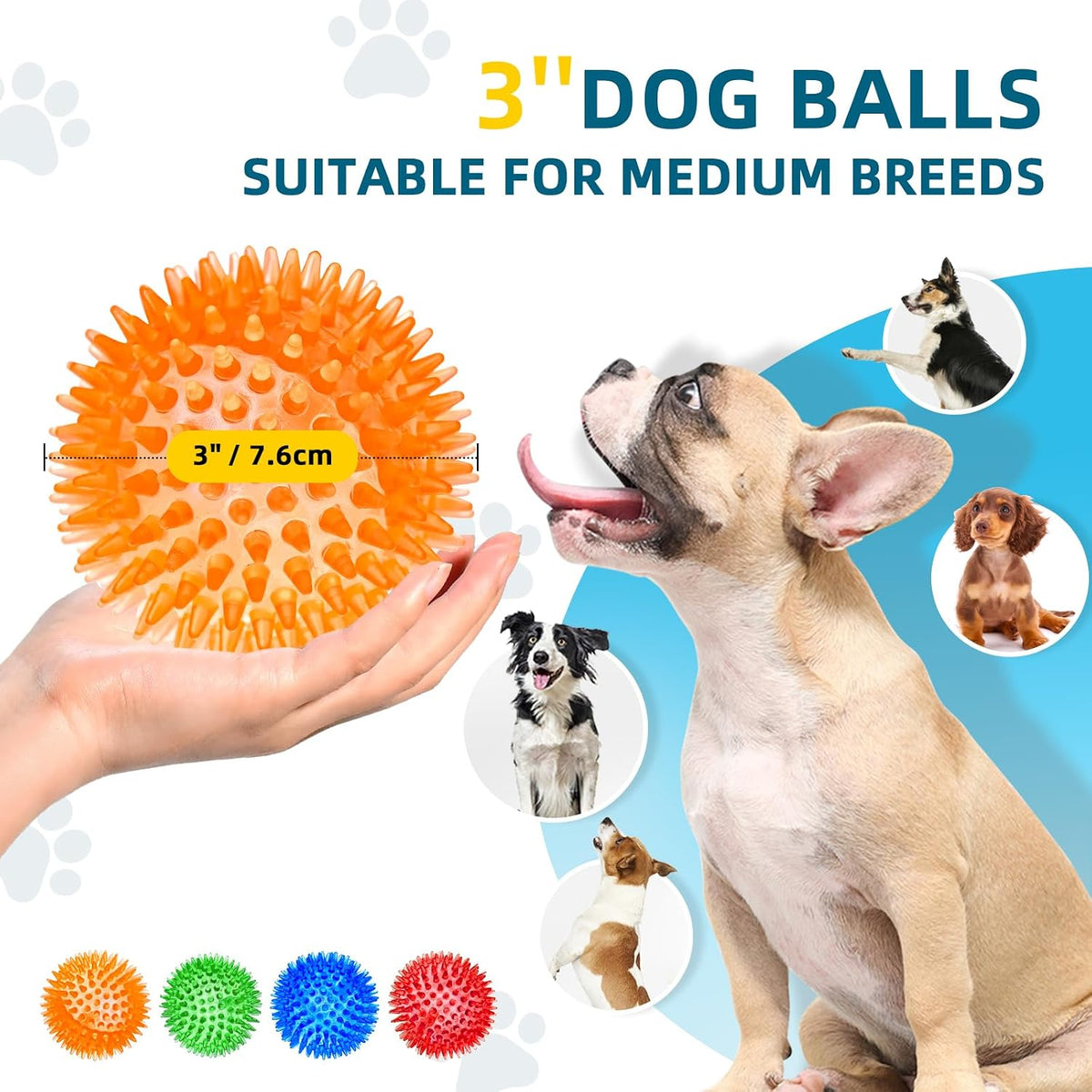 Squeaky Balls for Pet Small Puppy - Medium Set of 4 / Multi - image 4