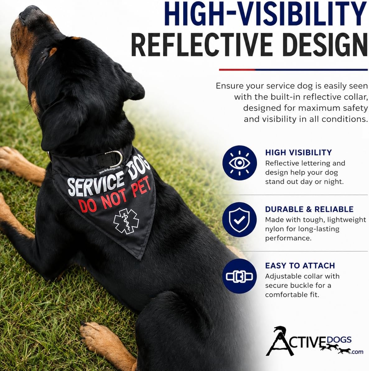 ActiveDogs Service Dog Bandana Collar, Do Not Pet - Sm/Med: 10" - 15" - image 2
