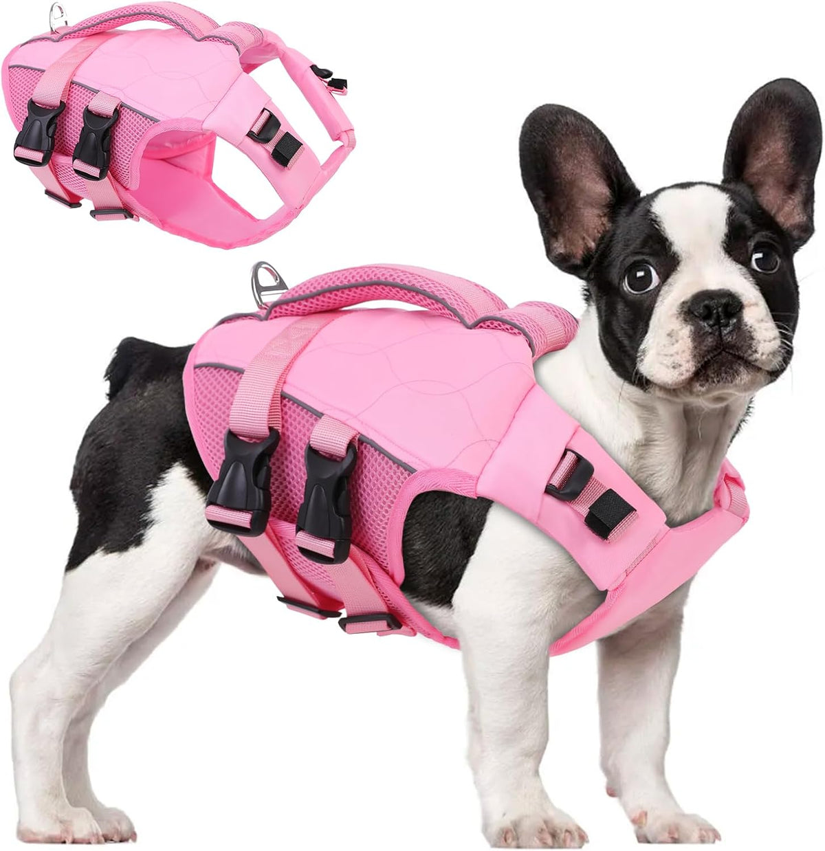 ASENKU Dog Life Jacket, High Floatation Dog Swimming Vest with Rescue Handles for Small Medium - Small / LightPink