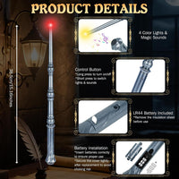 Light Up Magic Wizard Wand with Sounds & 4 Color Lights Illuminating - Silver - image 2