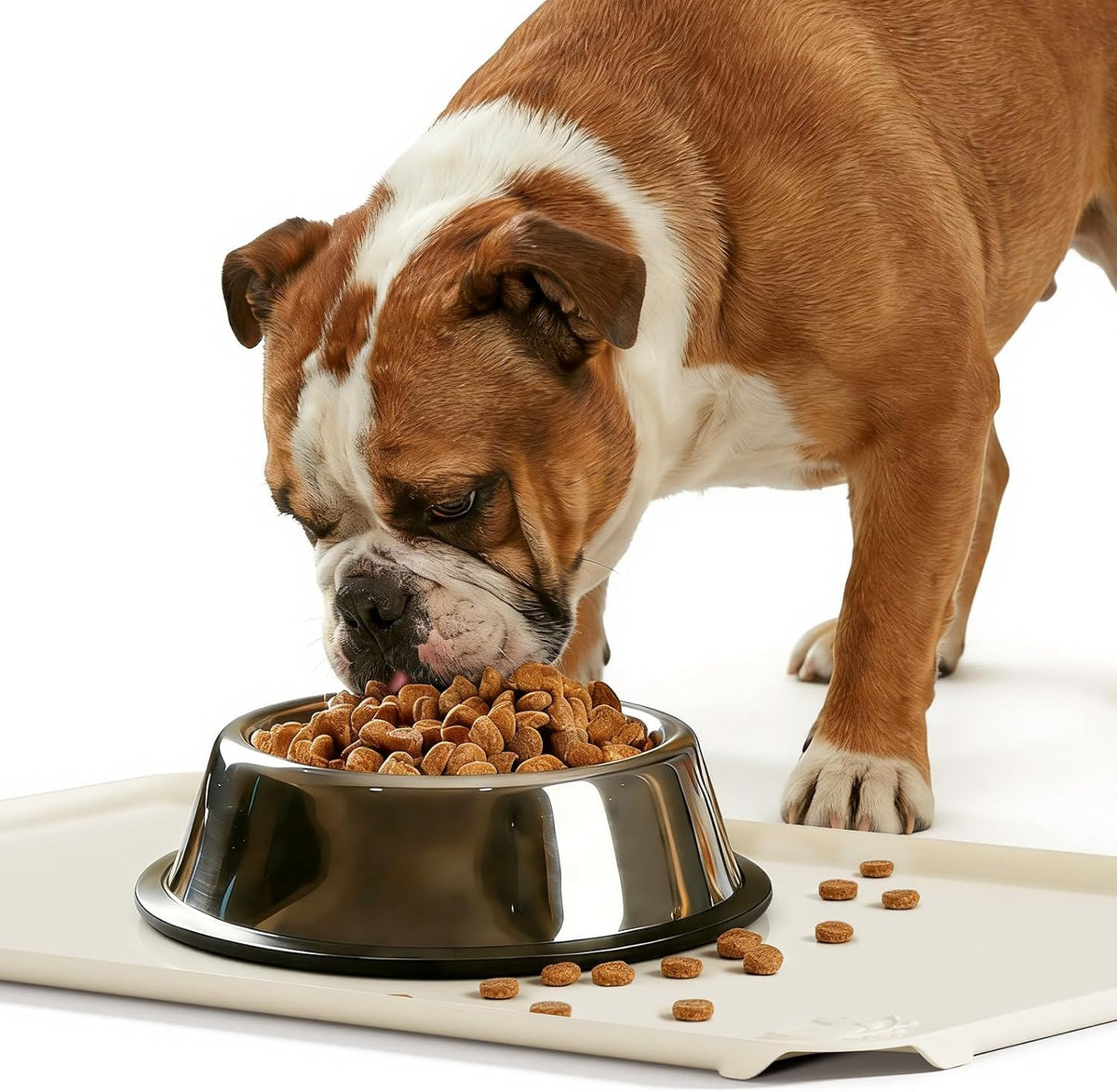 Silicone Pet Feeding Mats, 24''x16'' Large Size, Waterproof - CreamWhite / 19"L x 12"W