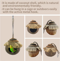 Natural Coconut Hide with Ladder Perches Hanging Bird House Toy - 1pc Coconut Fiber Hanging Birdhouse Cage - image 2