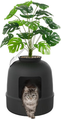 Lifewit Hidden Plant Cat Litter Box with Plastic Scoop - Black / Basic