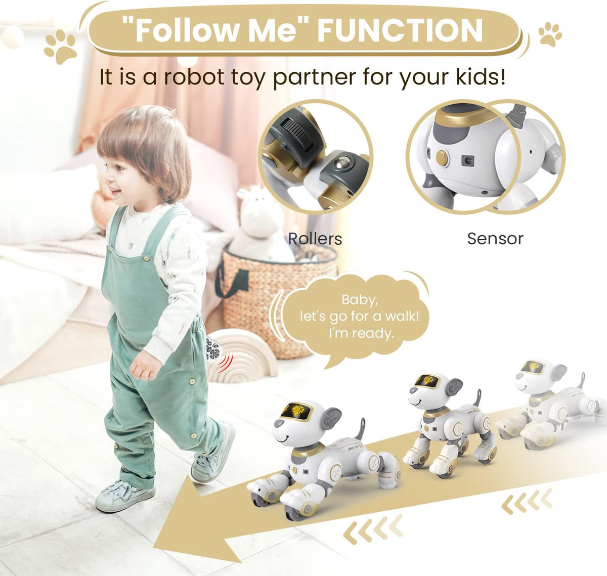 FUUY interactive remote control robot dog for kids in blue - view 7