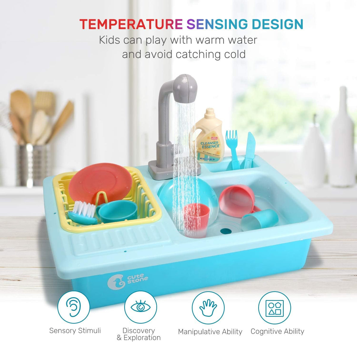 CUTE STONE Color Changing Kitchen Sink Toys - Light Blue - image 2