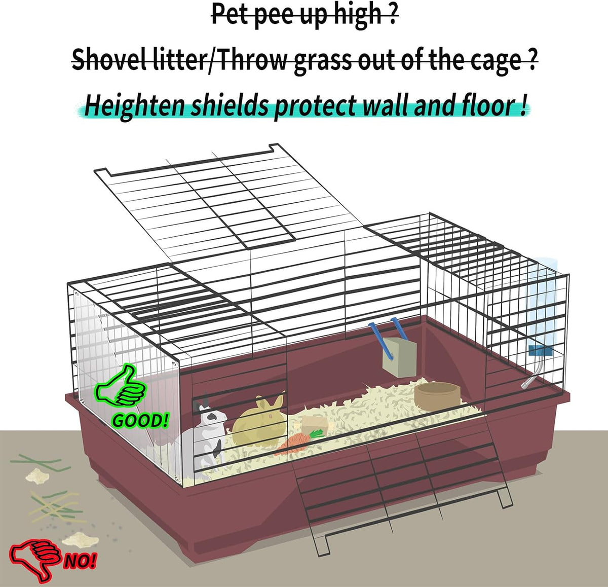 Oncpcare 12 Pack Rabbit Cage Urine Guard 10'' x 8.2'' Pet Plastic - 12pcs - image 3
