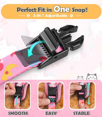 Cat Harness and Leash Set[MAX Safety 4th-Gen] Cute Escape Proof Vest - H603 Pro Pink Unicorn / Medium (13-18lb) - image 2