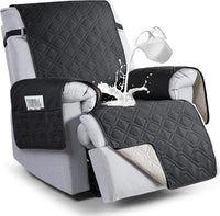 VANSOFY 100% Waterproof Recliner Chair Covers - Black / 22"