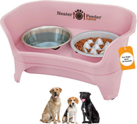 Neater Feeder Express Mess Proof Dog Bowls Elevated for Small Breeds - Medium to Large w/ 9 Peak Slow Feed Bowl / Pink