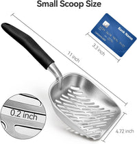 Cat Litter Scoop, Kitty Metal Scooper with Long Handle – Daily Care for Cats - Medium / Black - image 2