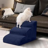 Dog Stairs for Small Dogs - High Density Foam Pet Steps, Extra Wide Dog Ramp with Non-Slip Bottom for High Beds, Couch and Sofa, Best for Dogs Injured, Older Doggy Cats, 3 Steps, Navy