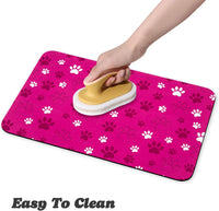 Dog Food Mat, Absorbent Water Bowl Mats Cat Pet Feeding Placemats Pink 20 * 12 inch – Essentials for Dogs - Hot Pink / 32"L x 24"W - image 4