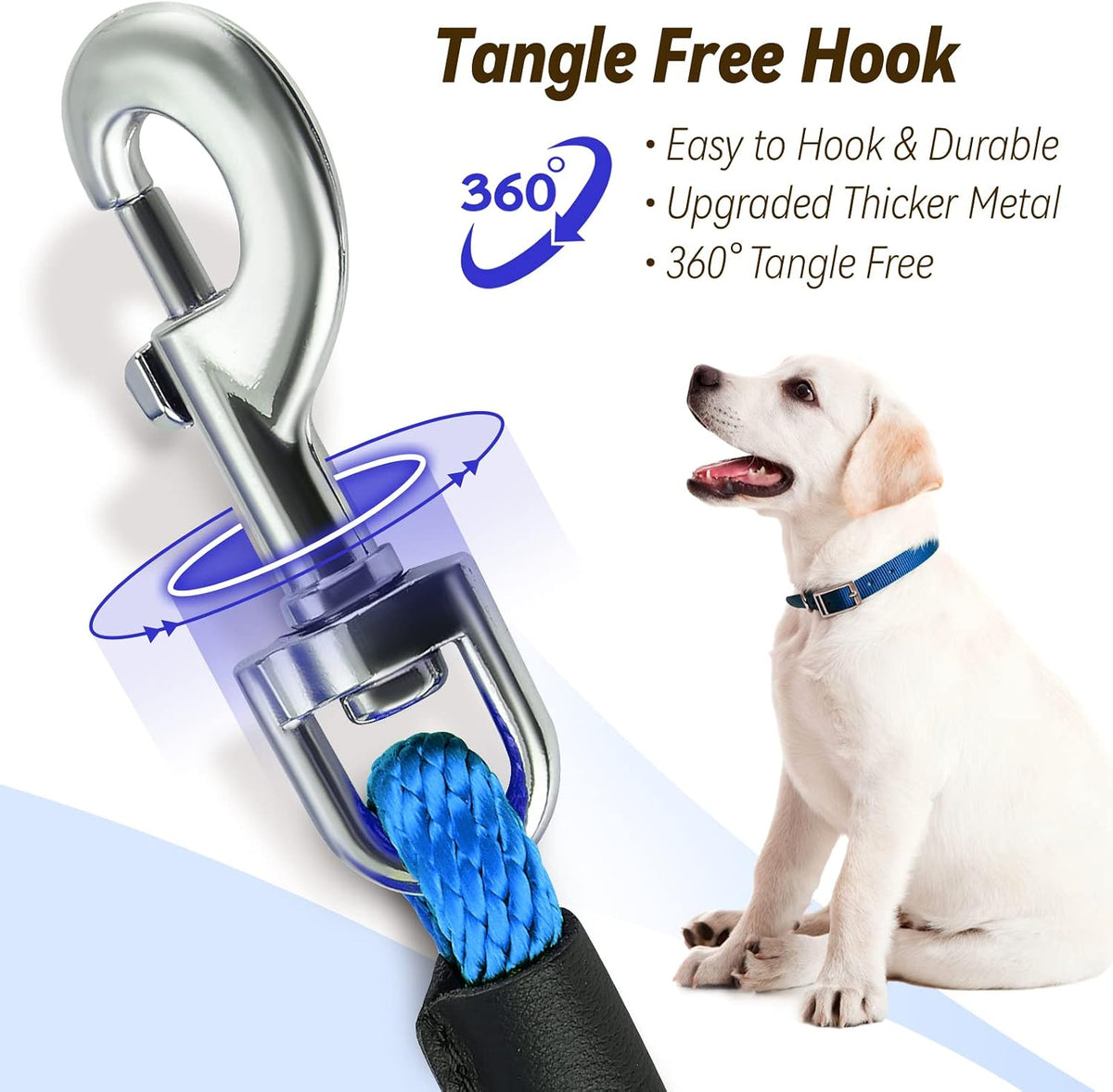 Check Cord Dog Leash Long Lead Obedience Recall Training Tracking - Blue / 3/8 inch * 50foot - image 3