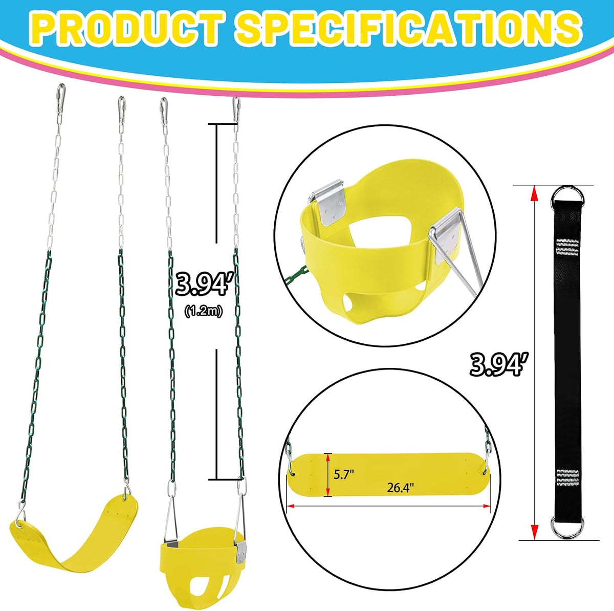 Perantlb toddler swing set with high back bucket seat and swing seat hanging from a tree - view 9