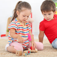 Fowecelt Wooden Hammer Toys Simulation Hammers Maintenance Tools - Pink - image 4