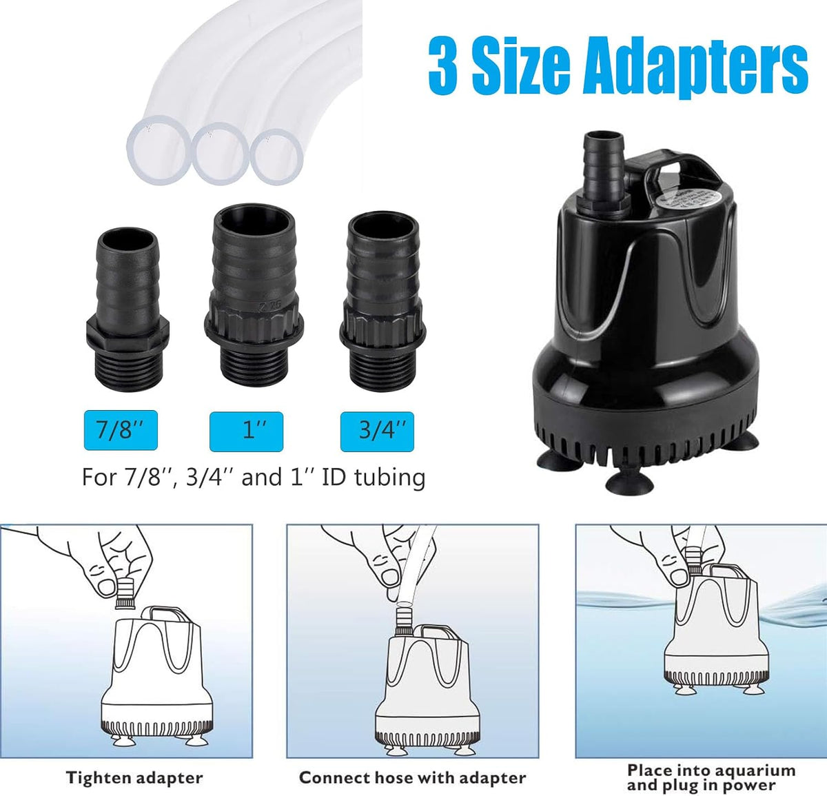 hygger 215 GPH Quick Water Change Aquarium Pump Submersible Fountain - 40-watt 400 GPH - image 3