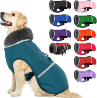 QBLEEV Warm Dog Coat, Reflective Dog Jacket - Aqua / XX-Large