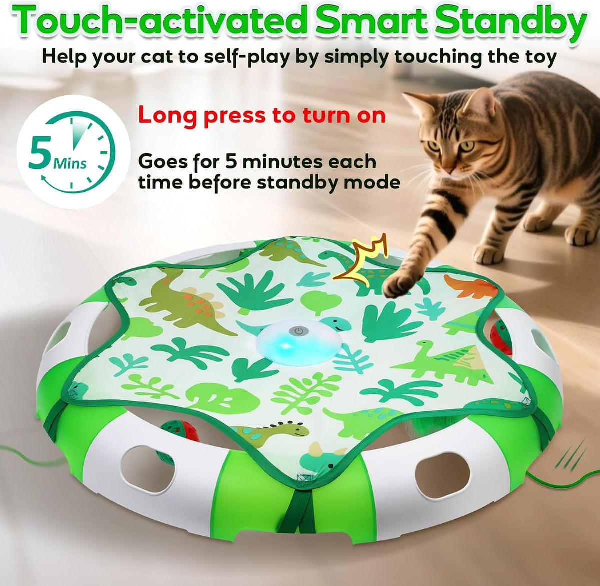 Cat Toys for Indoor Cats, Interactive Automatic Hide and Seek Toy, Moving Concealed Feathers Wand - image 2