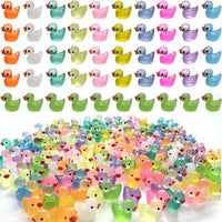 Cidinge 60 Pcs Mini Resin Ducks Luminous Tiny Ducks Miniature Duck - Resin Luminous Ducks