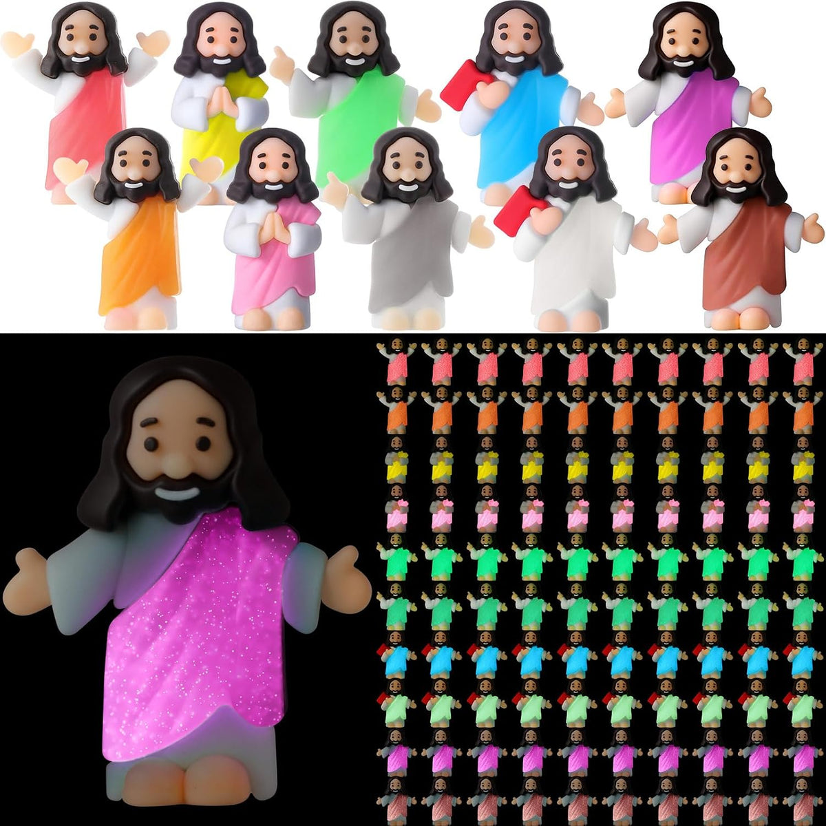 CroBlissful 50 little Jesus figurines that glow in the dark, five colors - view 7