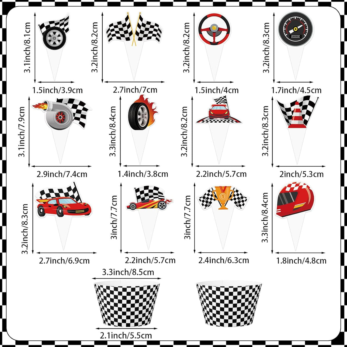 Hooqict carnival circus cupcake toppers and wrappers set, 48 pieces - view 27