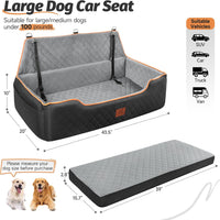 XIEEAOZEE Large Dog Car Seat for Pets Under 100 lbs - Black/Gray - image 3